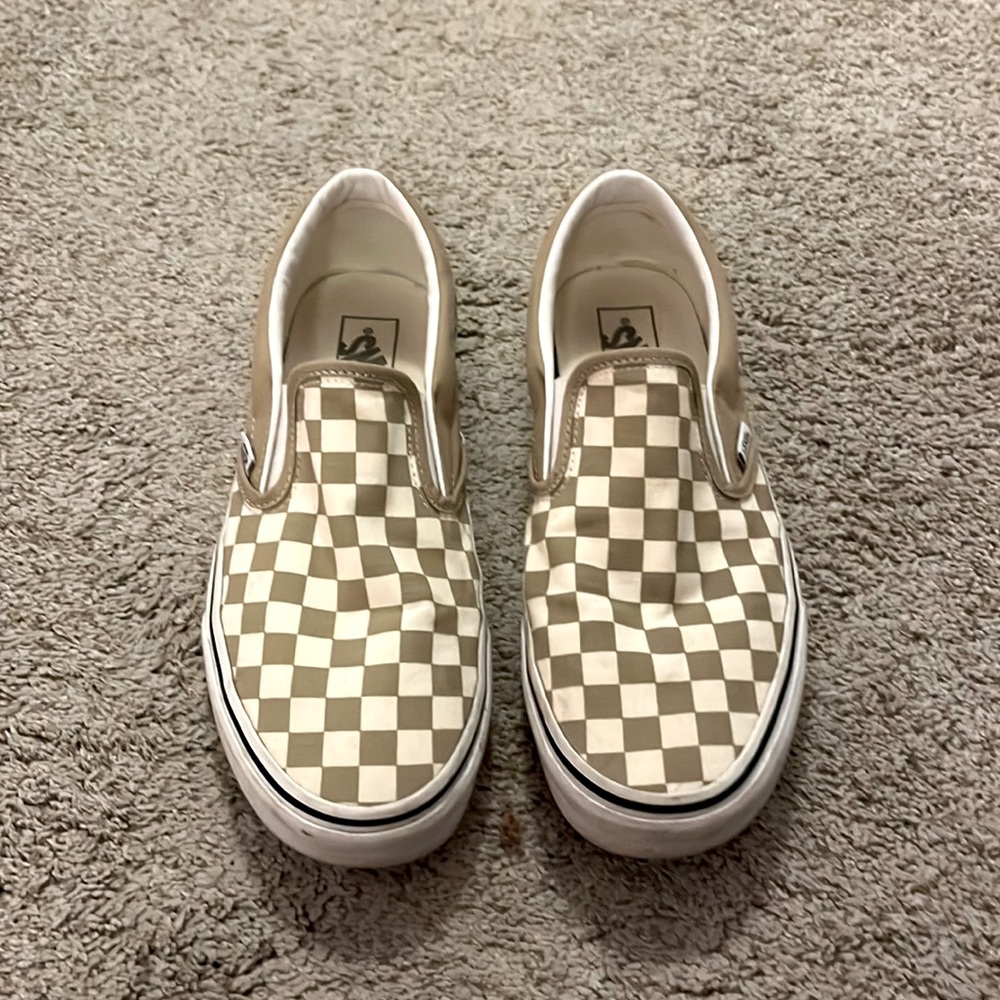 Gold and Cream Vans Checkers Slip-ons